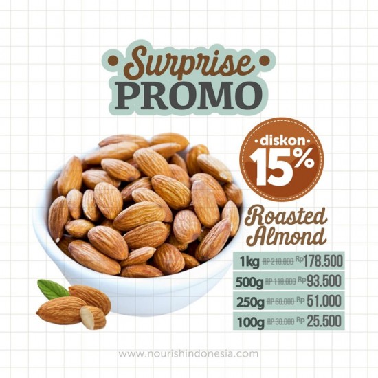 Almond Panggang Original (Roasted Almond Plain) 500gr 
