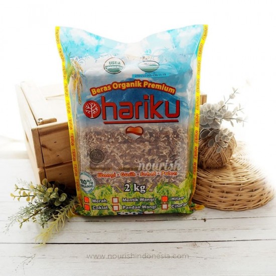 Hariku, Organic Mix Rice (Black, Brown Red Rice) Beras Organik Mix 2kg