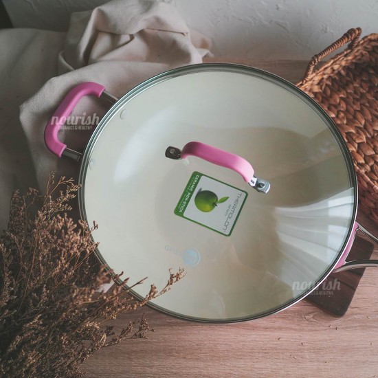 GreenPan York Pink Cream White Covered Wok 32 cm (satuan)