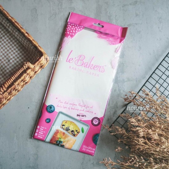 Le Bakers Pre Cut Baking Paper 30x30cm 20pc (Kertas Baking)