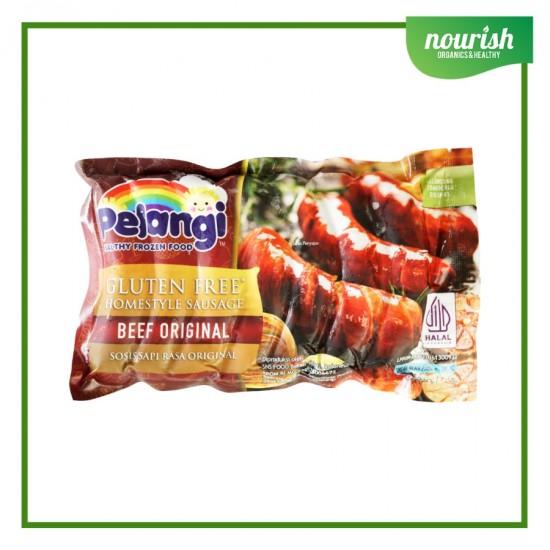 Pelangi Sosis Sapi Original Non GMO, GLUTEN FREE, HALAL ( 7pcs ) 360gr