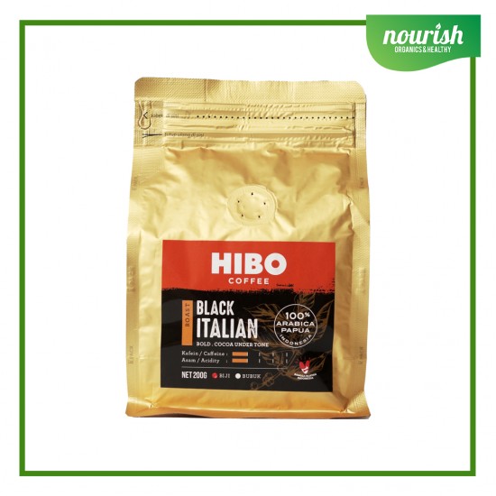 Hibo, Organic Coffee Bean (Biji Kopi Organik) Black Italian 200gr