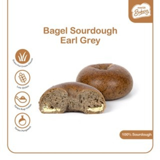 Bagel Earl Grey Cream Cheese - 100% Sourdough Bagel Earl Grey dengan isian Cream Cheese Long Fermentation 100gr