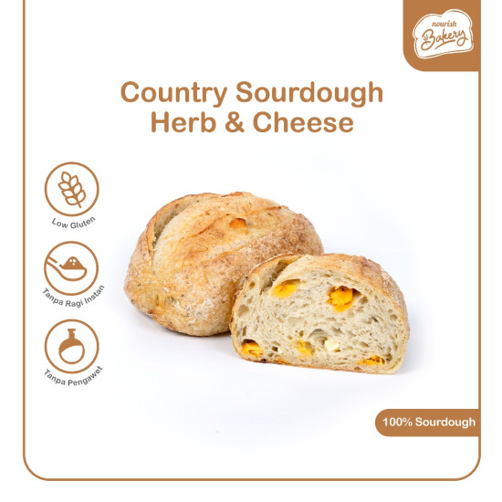 Country Herbs & Cheese - 100% Sourdough Country Bread Long Fermentation 600gr - SLICE