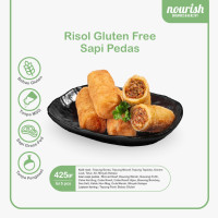 Homemade Risol Frozen Nourish Kitchen - Bebas Gluten, Tanpa MSG, Tanpa Pengawet, Rempah Alami 425 gr (isi 5) - Sapi Pedas