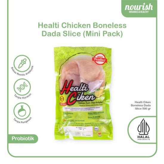 Healti Ciken MINIPACK BONELESS DADA AYAM SLICE  Probiotik Halal 500Gram