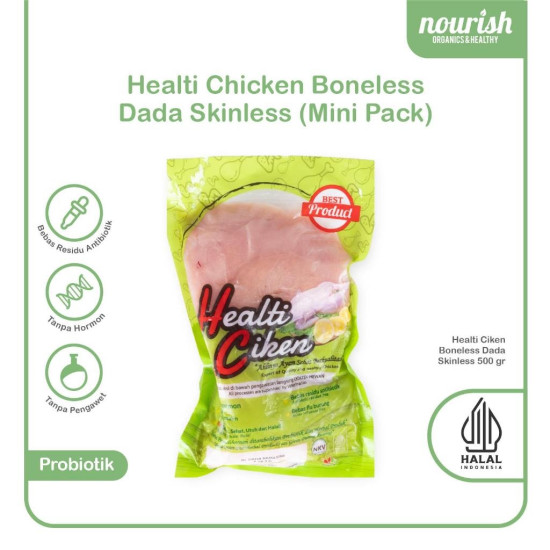 Healti Ciken MINIPACK BONELESS DADA AYAM / FILLET DADA AYAM Probiotik Halal 500Gram