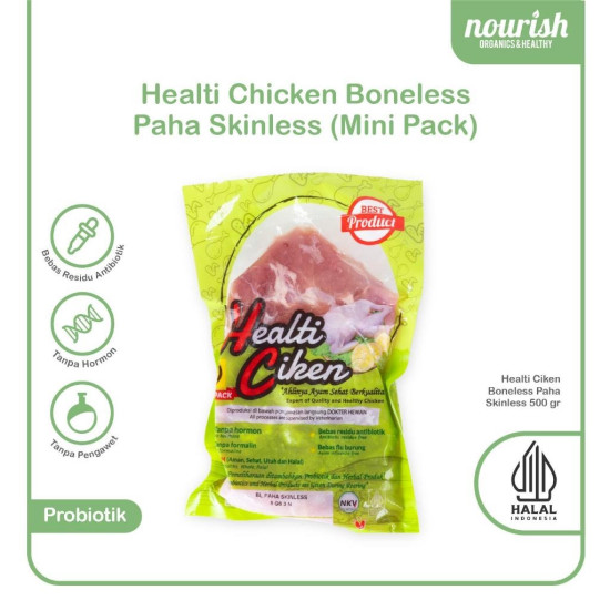Healti Ciken MINIPACK BONELESS PAHA AYAM SKINLESS  / FILLET PAHA AYAM Probiotik Halal 500 Gram