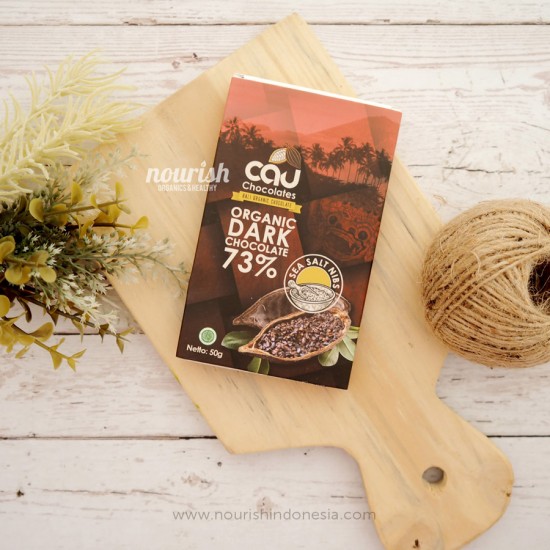 Cau Chocolate, Organic Dark Chocolate 73% Sea salt + NIbs 50gr