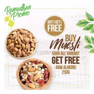 BUY 1 GET 1 FREE, Buy Muesli Get Free Raw Almond 250gr