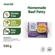 Nourish Homemade Beef Patty Frozen Food Sehat Gluten Free - Daging Sapi Isian Burger Non UPF, Tanpa MSG & Pengawet 230 gr