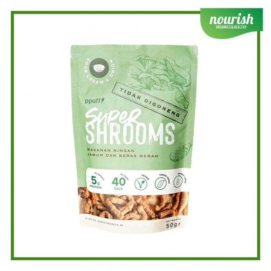 Ppuff Supershrooms Snack Jamur dan Beras Merah (Sour Cream&Onion) 50g